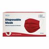 Wecare Disposable Face Mask, 3-Ply with Ear Loop 50 Individually Wrapped, Red, 50PK WMN100021